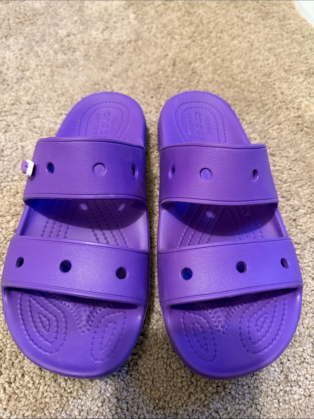 Crocs Womens Purple Slide Sandals - Comfortable Easy-On Design